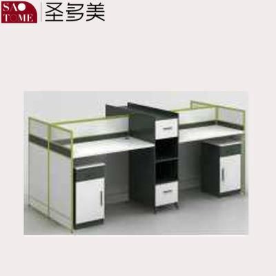 Office Furniture Consists of Various Parts Four-Seater Desk with Movable Cabinet