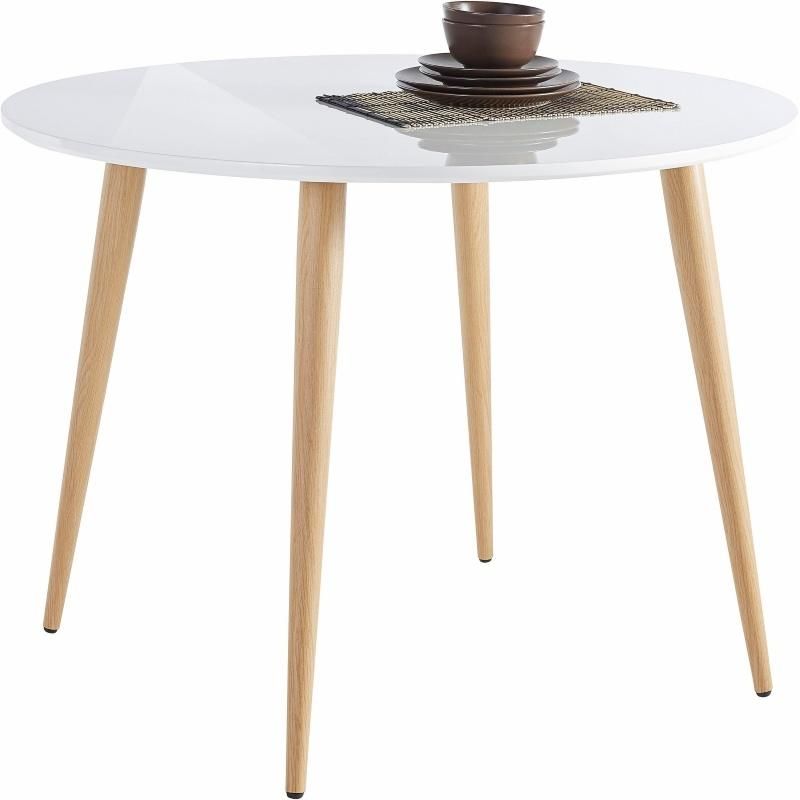 Simple and Sturdy Round Modern Wooden White Dining Table Furniture
