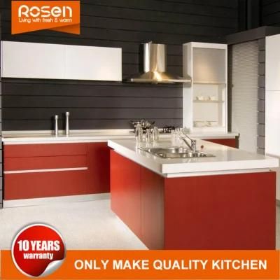 Smooth Cover Stainless Steel Red Colors Kitchen Cabinet Furniture