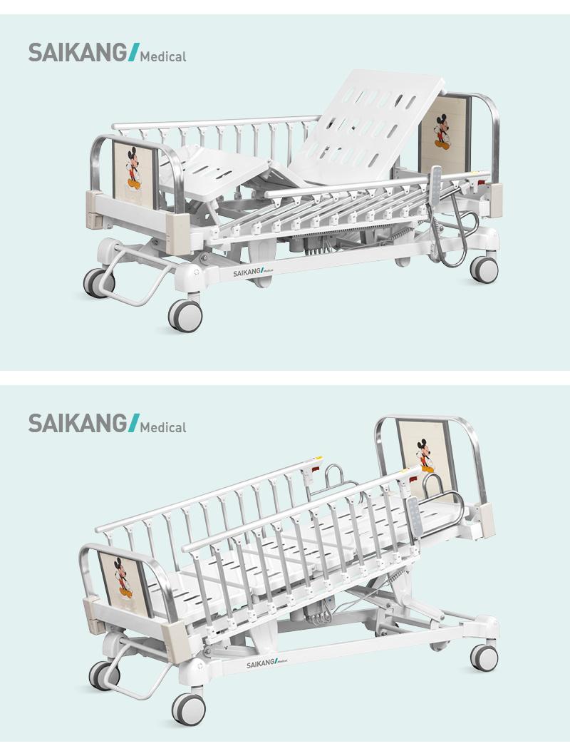 CT8K Saikang Cartoon 5 Function Medical Baby Crib Adjustable Electric Children Infant Hospital Pediatric Bed with Wheels