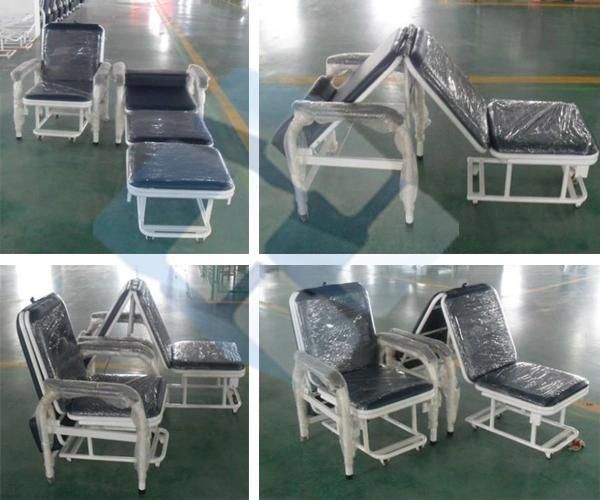 ISO Folded Adjustable Strong Metal Designed Medical Nursing Equipment Medical Chair Accompany Bed Nursing Accompany Bed Chair with Certificates