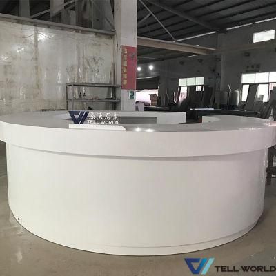 Modern Curved White Marble Semi-Circle Reception Desk Bank Reception Desk