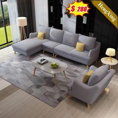 Modern Home Living Room Sofas Gray Fabric L Shape Sofa with Single Seat Sofa