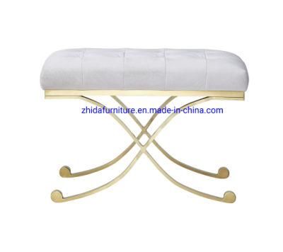 Living Room Furniture Gold Polished Velevt Ottoman