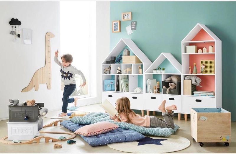 Home Furniture House Shape Storage Unit Toy Storage Cabinets Kids Bookcase