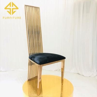 Elegant Design Stainless Steel High Back Dining Chair Hotel Furniture Wedding Events Used