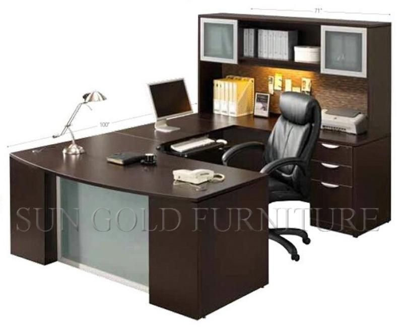 Modern Laminated Particle Board Computer Desk with Shelves Price (SZ-OD217)