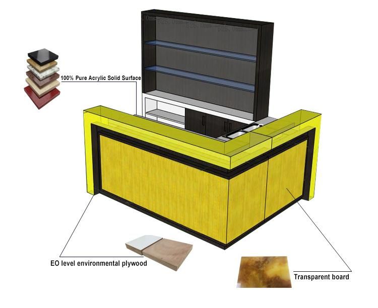 Cup Shape Logo LED Coffee Shop Counter Cash Bar Counter