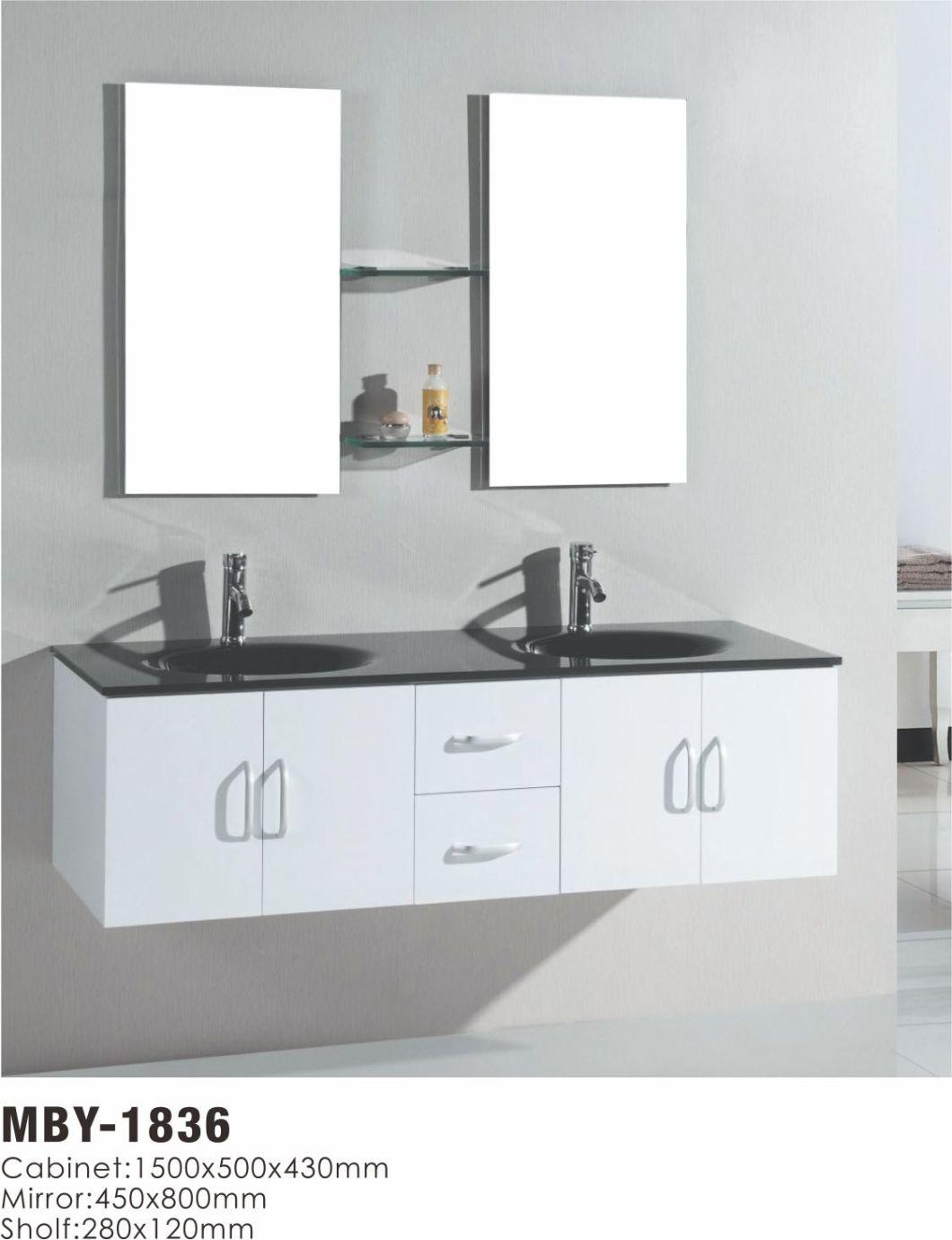 Melamine MDF Bathroom Vanities with Side Cabinet Resin Sink Cabinet
