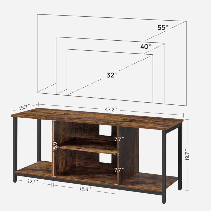 TV Stand for TV up to 50 Inch, TV Cabinet with Open Storage, TV Console Unit with Shelving, for Living Room, Entertainment Room