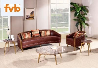 Living Room and Commercial Space Modern Design Metal Frame Sofa with Leather/ PU Cushions