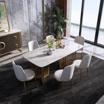 Modern Home Wooden Leather Luxury Chair Dining Room Furniture Set Dining Table