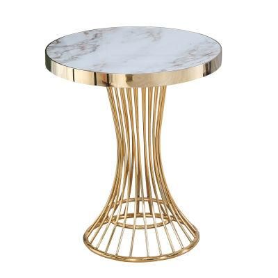 Italian Metal Steel Center Design Marble Side Luxury Gold Living Room Round Top Dining Coffee Table