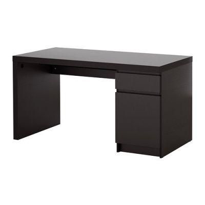 Home Office Desk, Black-Brown with Floor Protectors