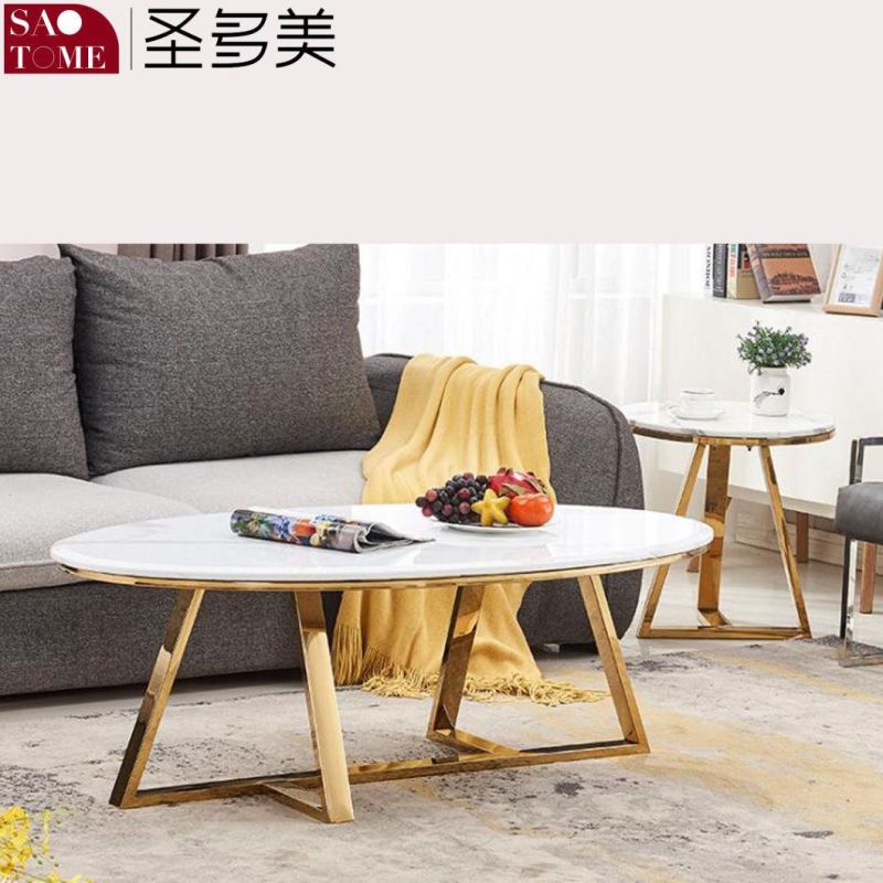 Modern Living Room Furniture Stainless Steel Frame Slate Coffee Table