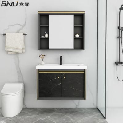 Modern Sanitary Ware Wall Mounted Basin Sink Vanity Cabinet Aluminum Bathroom Furniture