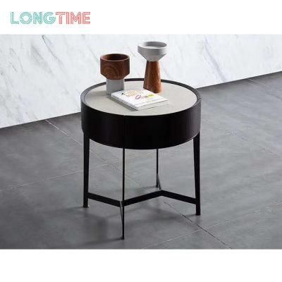 Simple Style Round Shape Metal Legs Nightstands