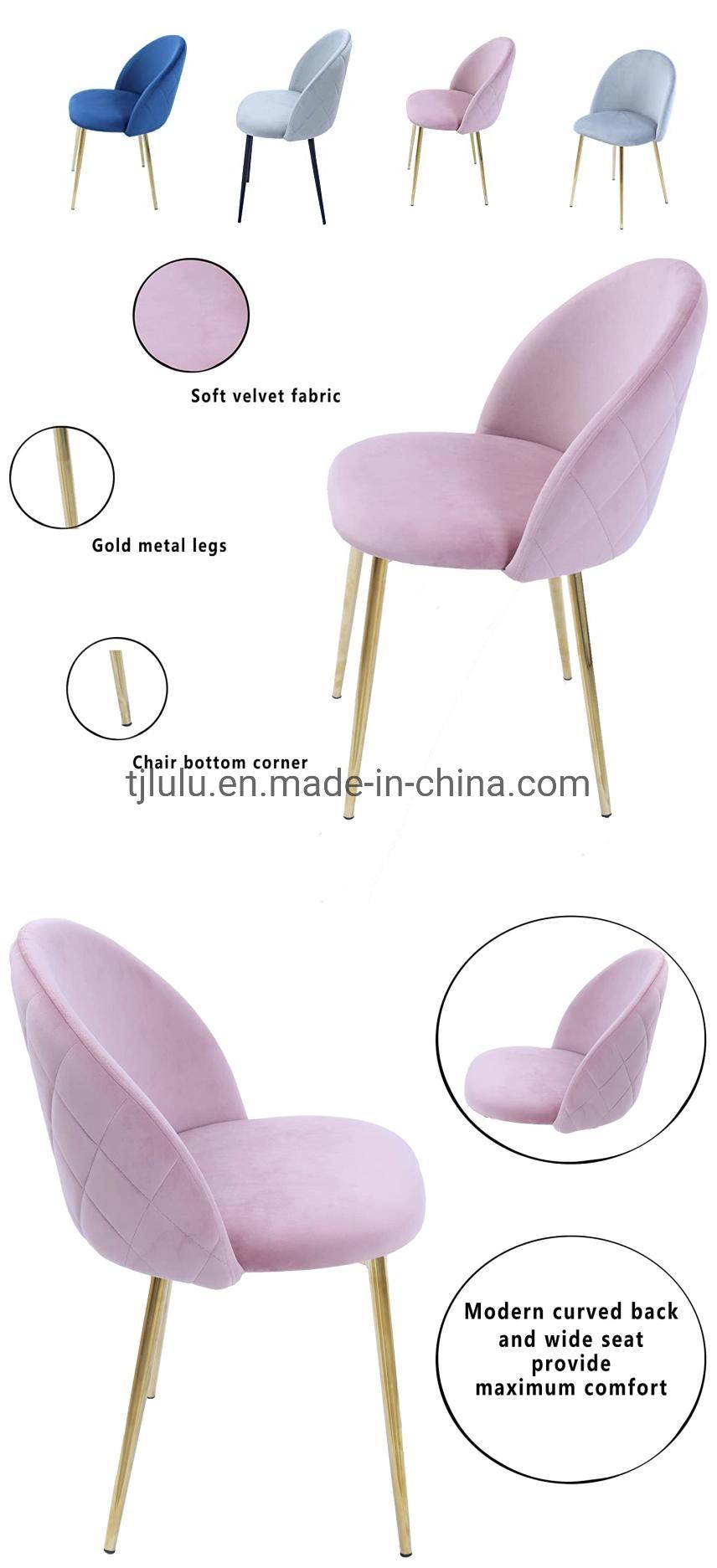 Modern Velvet Dining Chair Upholstered Leisure Chair Makeup Chair with Sturdy Gold Metal Legs for Dining Room Living Room