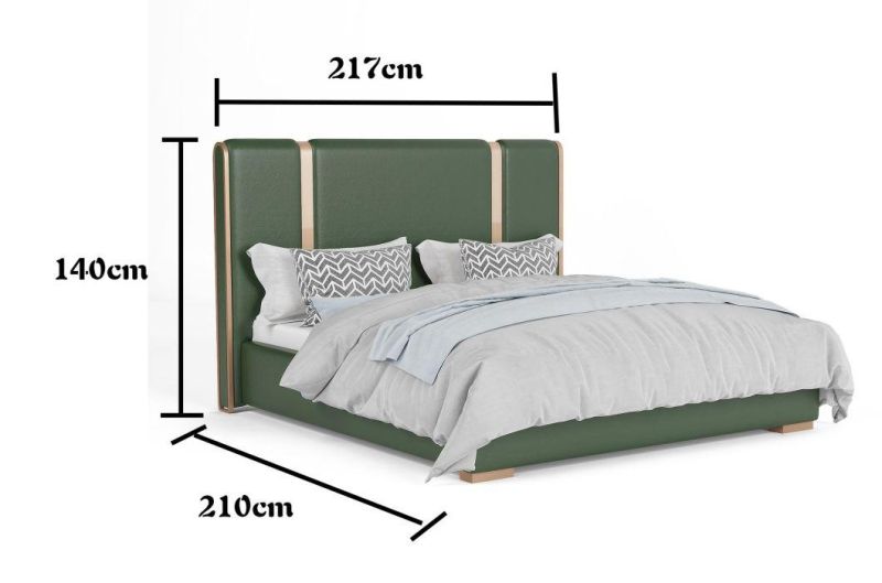 Chinese Factory Modern Style Leather Cover Bedroom Furniture Multifunction Storage King Size Solid Wood Frame Bed