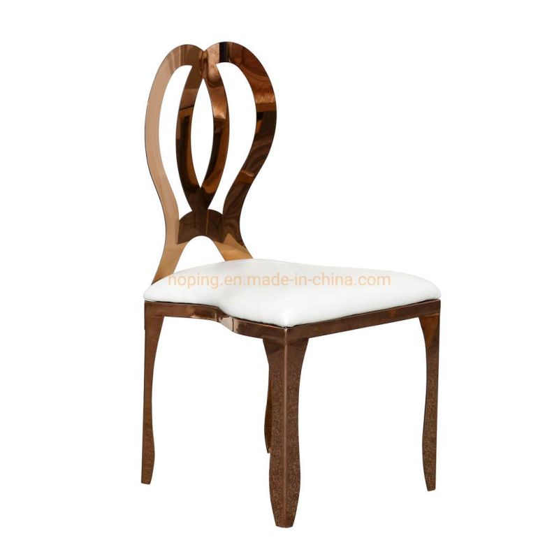 China Hoping Supplier Living Room Chair Luxury Simple Style Gold Metal Leg Table Dining Chair