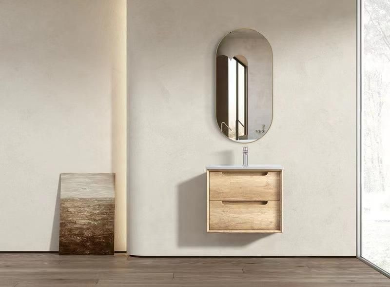 Modern Luxury Solid Wood Bathroom Cabinet Wall Mounted with Ceramics Sinks Bathroom Vanity