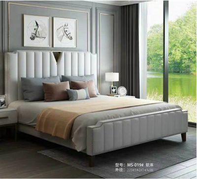 Luxury Bed Room Furniture Double Size Leather Modern Bed for Villa Living Room