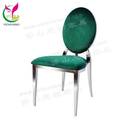 YCX-SS26-04 Modern Green Velvet Fabric Silver Metal Dining Chair for Wedding