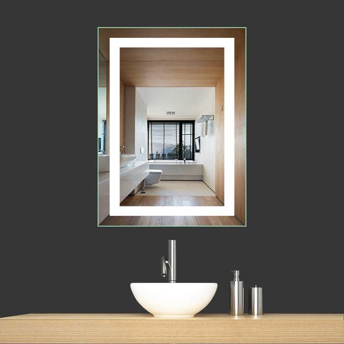 Wall Mounted Home Decoration Hotel Bathroom LED Lighted Mirror with Touch Sensor Defogger