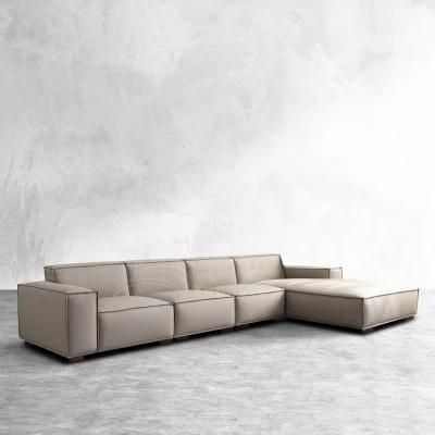 Modern Fabric Sectional Seating Leather Corner Couch Leisure Sofa Set Living Room for Home