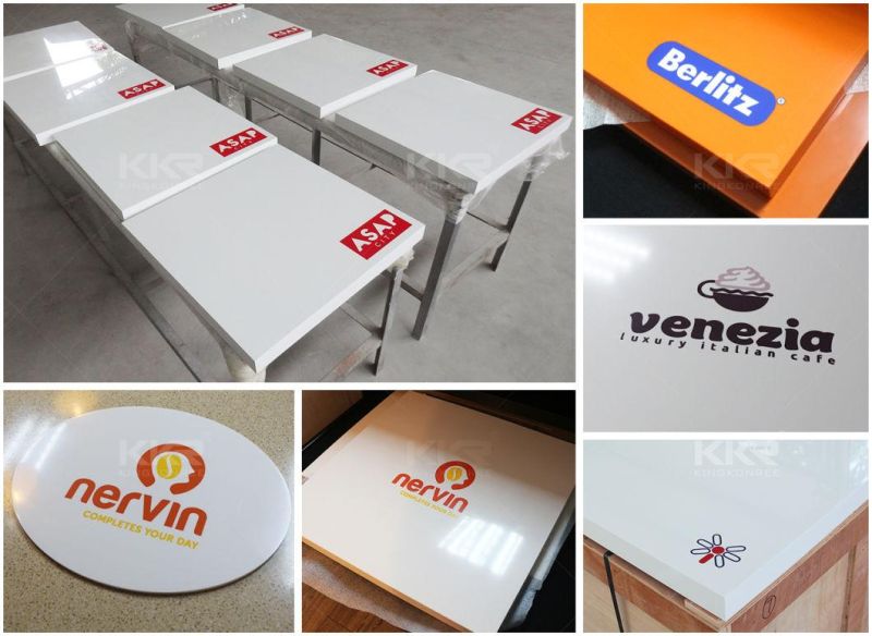 Restaurant Resin Stone Acrylic Solid Surface Coffee Table Tops Restaurant Dining Table and Chair