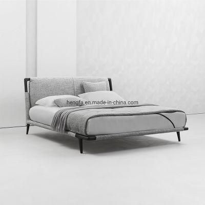 Modern Bedroom Hotel Metal Furniture Fabric Bed