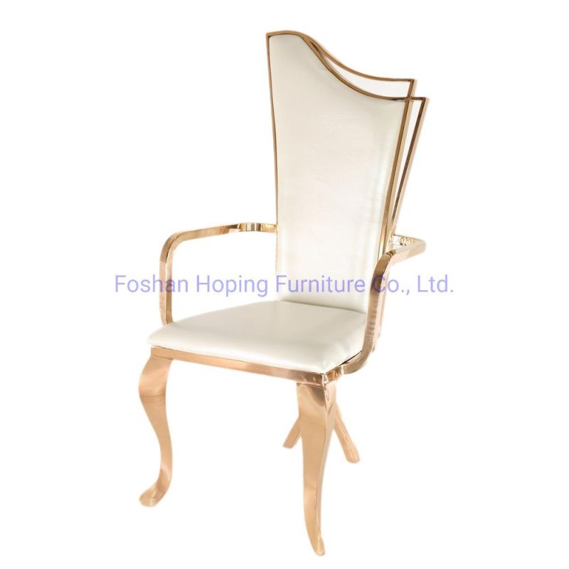 Luxury Classic Dining Room and Event Restaurant Furniture Cross Back Banquet Chair Factories Price Wholesale Polishing Stainless Steel White Wedding Chairs