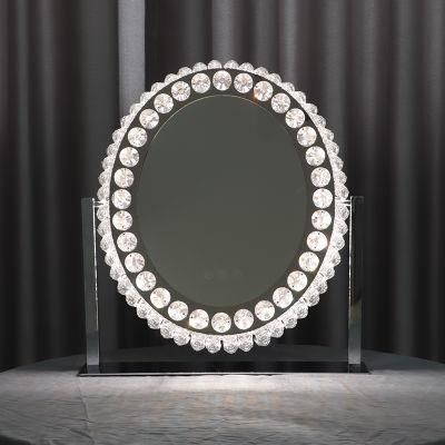 Oval Shape LED Crystal Makeup Cosmetic Mirror for Home Decor