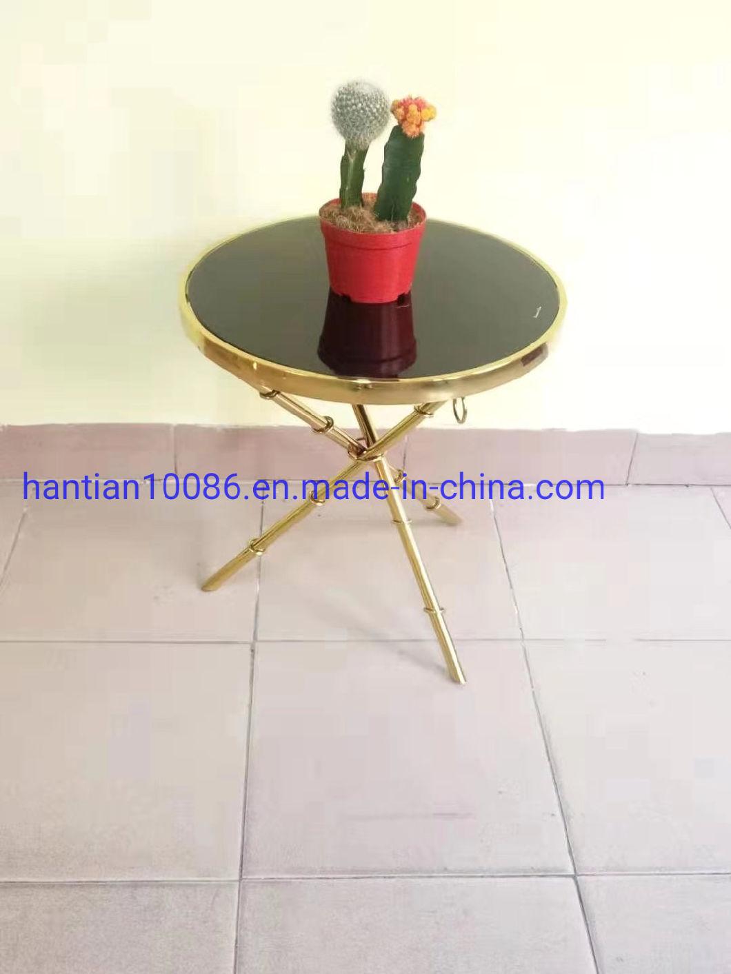 Curser Table Living Room Round Milk Colour Marble Coffee Table with Gold Frame