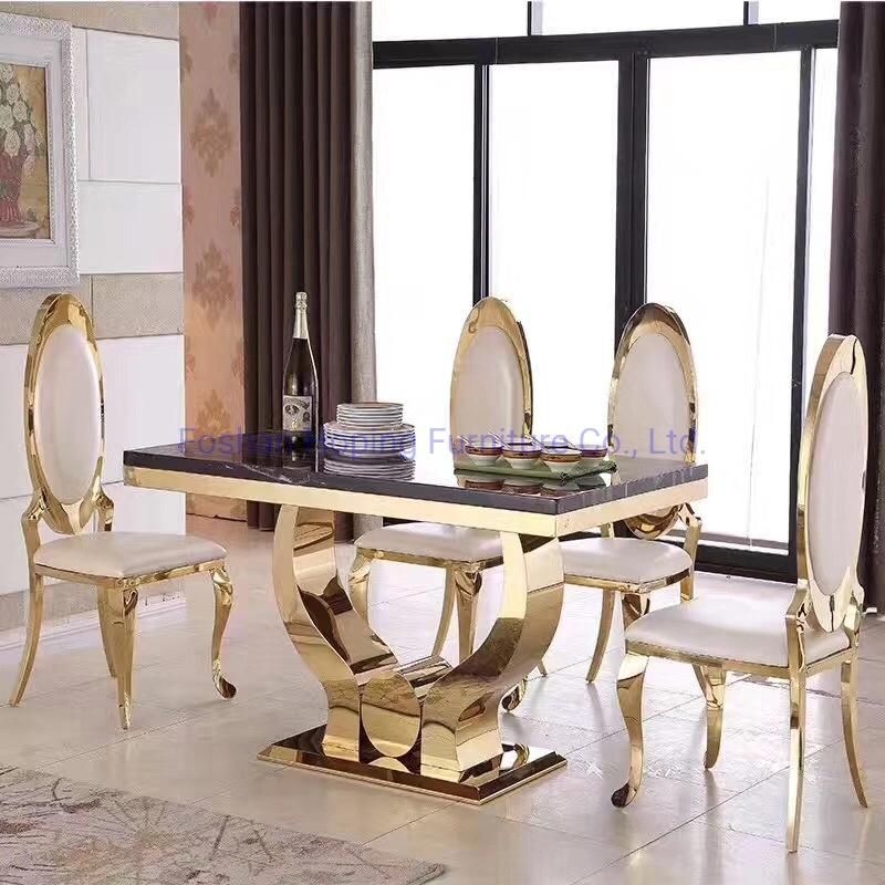 Modern Chair Living Room Hotel Furniture 1+6 Dining Table Chair Cheap Wholesale Luxury Gold Round Black Living Room Chairs