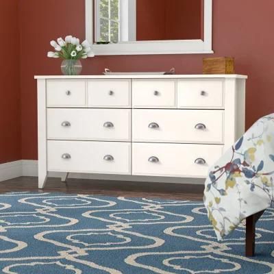 Classic Furniture Coffee Table Wooden Cabinet White Finish 6 Drawer Double Dresser Sideboard for Bedroom