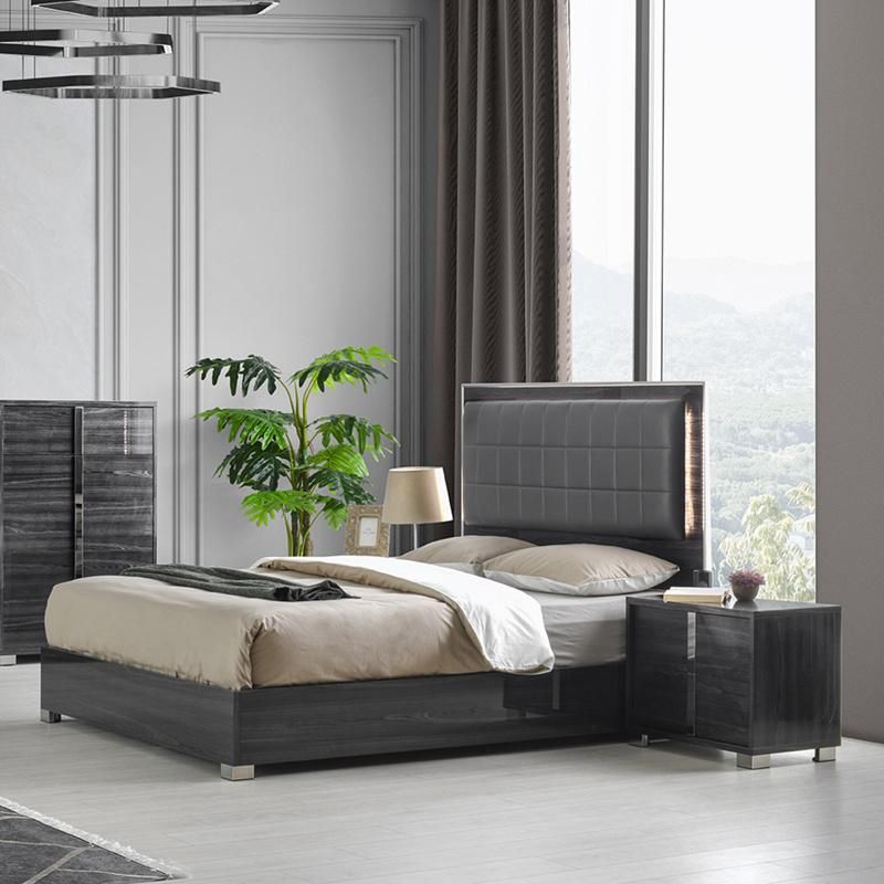 Nova Elegant High Quality Modern Oak-Gray High Gloss Sleeping Bed