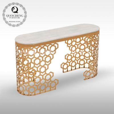 Modern Golden Marble Top Luxury Console Table