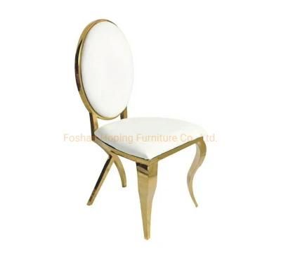 China Supplier Cross Leg Stainless Steel Dining Chair for Wedding Banquet Event Factory Metal Gold Cross Back Wedding Chair