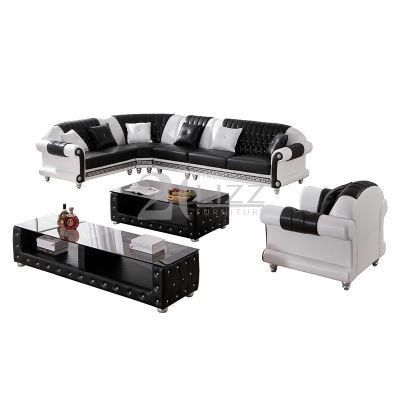 Antique Chesterfield Home Living Room Leather Sectional Sofa Furniture Set