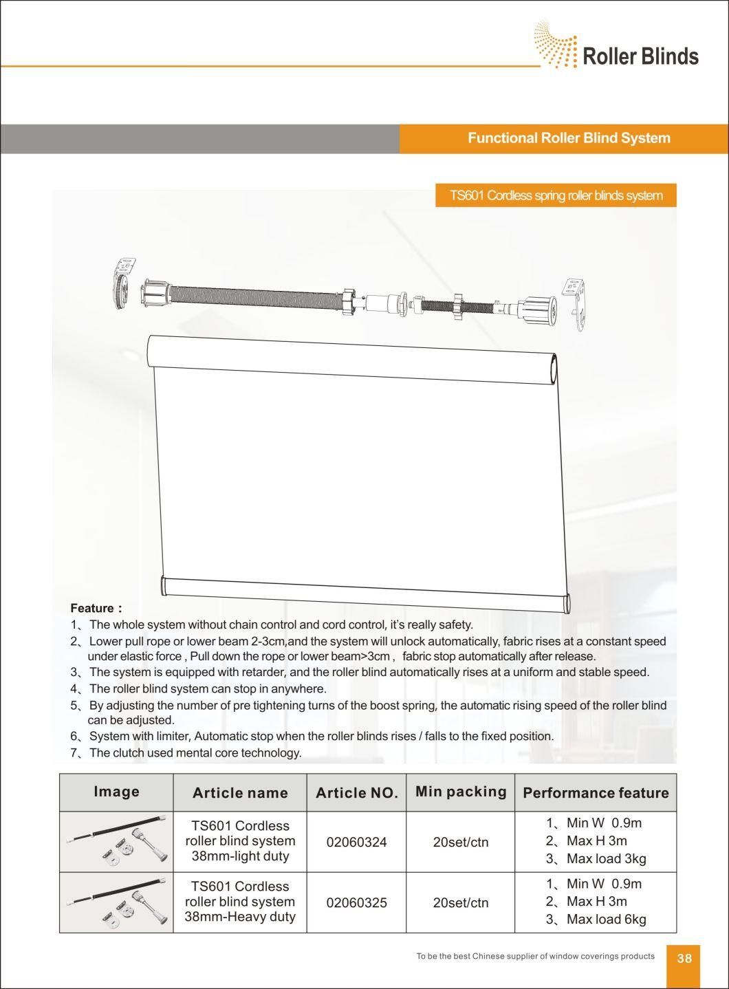 K60 38mm Ts601 Cordless Roller Binds Components for Window Blinds (Heavy-Duty)