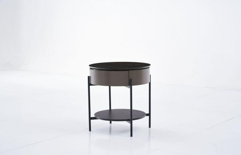 FL39 Night Table/Eucalyptus Veneer / Steel Coating /Steel Base/Modern Furniture in Home and Hotel Bed