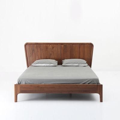 Modern Minimalist High Back Solid Wood Bed Bedroom Furniture 009