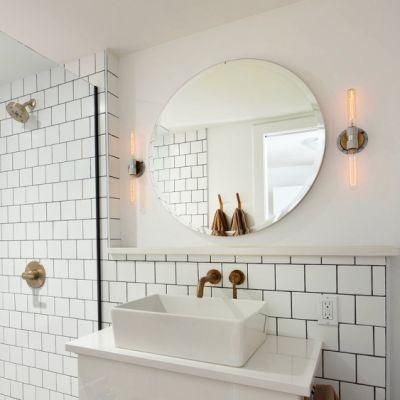 36&quot; X 36&quot; Frameless Round Mirror 1&quot; Beveled Edge Bathroom Wall Mirror