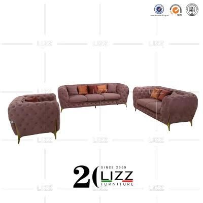 Hot Selling Modern Design Fabric Long Couch Sectional Leisure Velvet Sofa Living Room Furniture