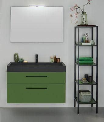 Manufacture European Hotel Style Modern Light Luxury Dark Green Plywood Bathroom Vanity Bathroom Cabinet with LED Intelligent Mirror