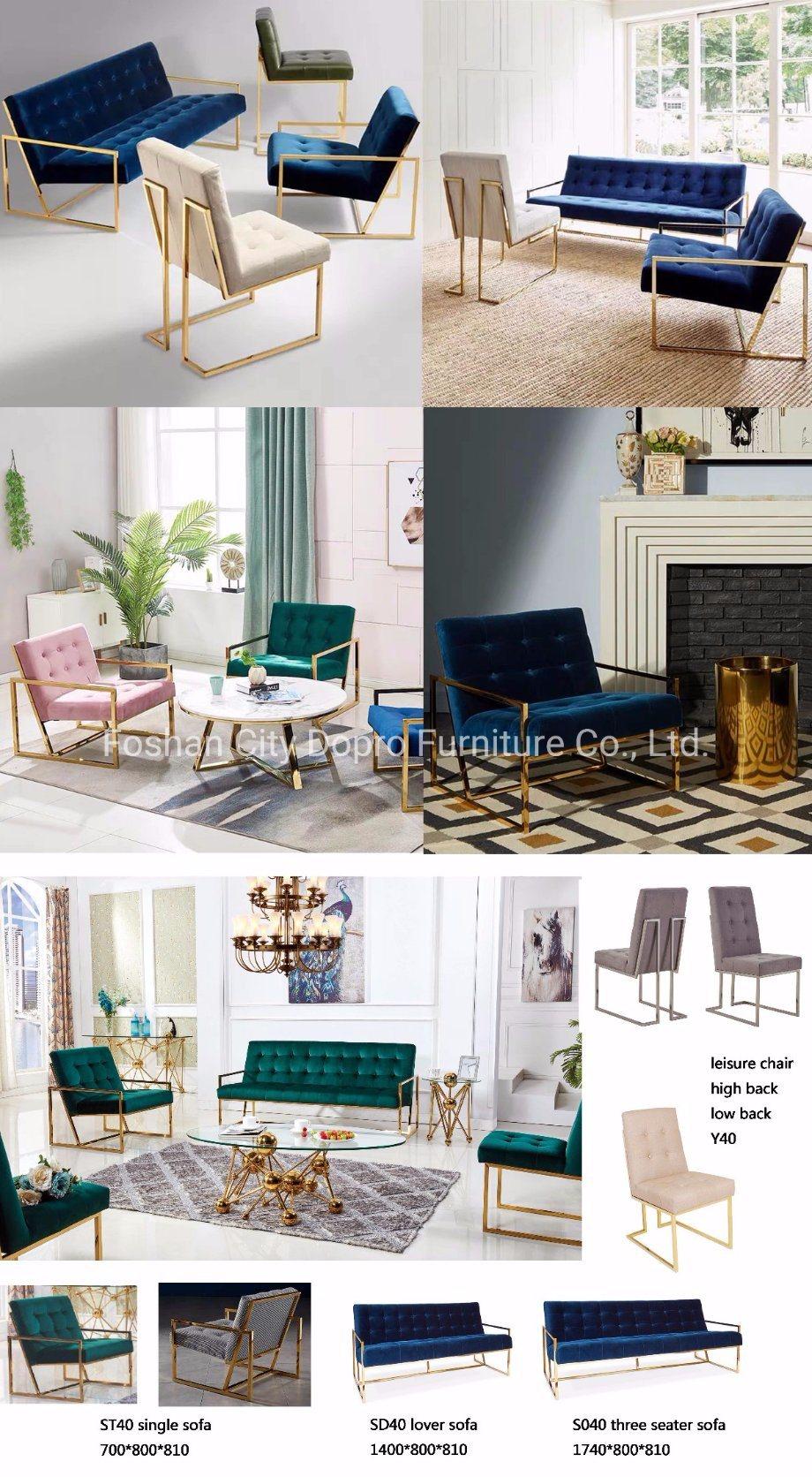 Modern Nordic Simple Popular Metal Golden Living Room Armrest Velvet Sofa Set