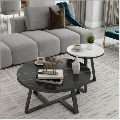 Nordic Rock Slab Marble Coffee Table Modern Minimalist Living Room Round Coffee Table