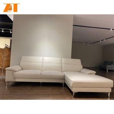 Foshan Factory Modern Italian Home Furniture Lounge Corner Living Room Grey Leather Sofa