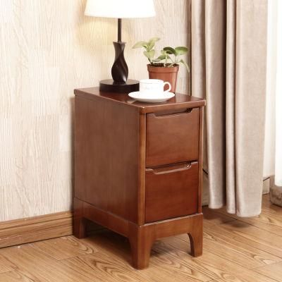 Factory Direct Supply Nordic Style Storable Wood Color Bedroom 2 Drawers Solid Wood Nightstand